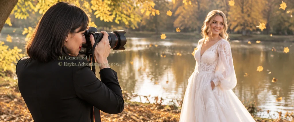 Fall bride portrait and wedding photography by J Light Studio