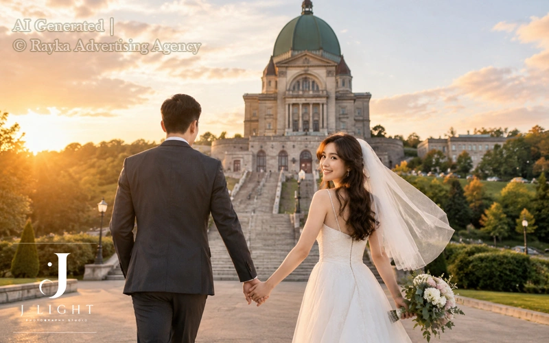 Saint Joseph’s Oratory of Mount Royal is one of the places in Montreal that is suitable for editorial, classic, and dramatic wedding photography.