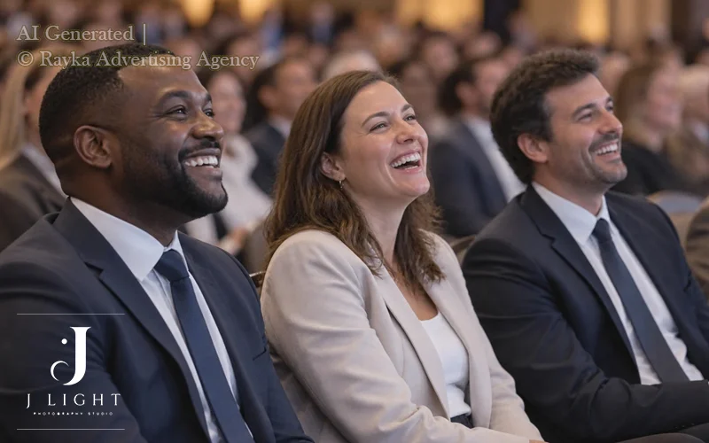 Audience's reaction to the presenter in conference event.