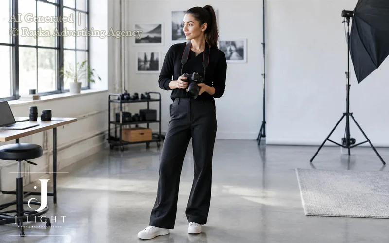 A personal branding photoshoot of a female photographer in her photography studio.