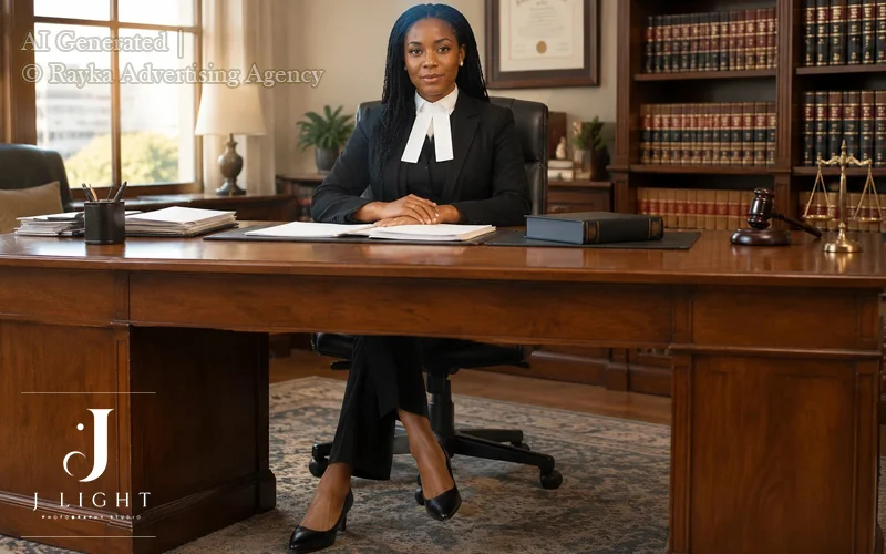 A personal branding photoshoot of a female lawyer in her law office.